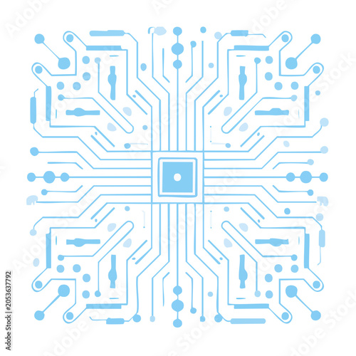Minimalist blue circuit board vector illustration
