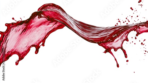 A vibrant red liquid splash on a clean white background with dynamic movement