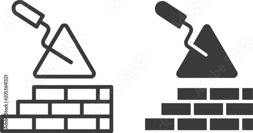 Bild auf Leinwand Masonry construction vector icon collection isolated, bricklaying tools and buil