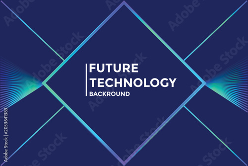 Minimalist Future Technology Background with Diamond Frame and Neon Accents
