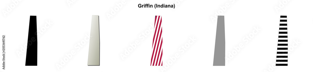 Fototapeta premium Griffin (Indiana) blank outline map set
