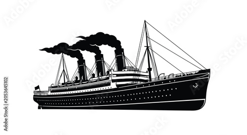 Obraz na plátně Vintage steam ship with three smokestacks