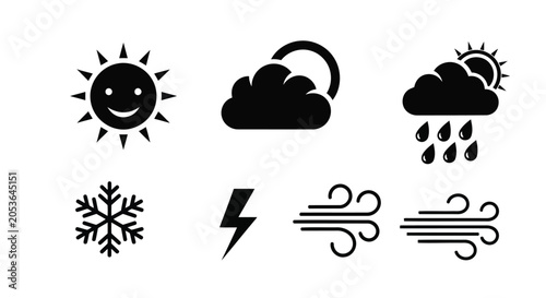 Obraz na płótnie Weather forecast icons set