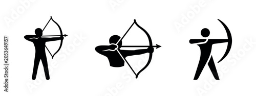 Archery Sport Icons Set. Bow and Arrow Practice.