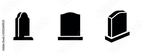 Foto Simple Tombstone Icons Set - Vector Grave and Memorial Symbols