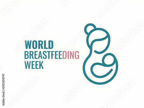 Minimal logo for world breastfeeding week using simple teal circular strokes.