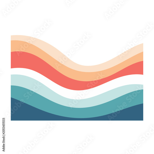 Flat design colorful wavy lines illustration