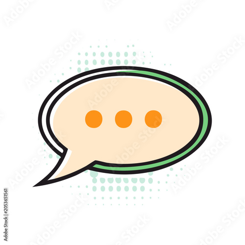 Flat design speech bubble icon with three dots