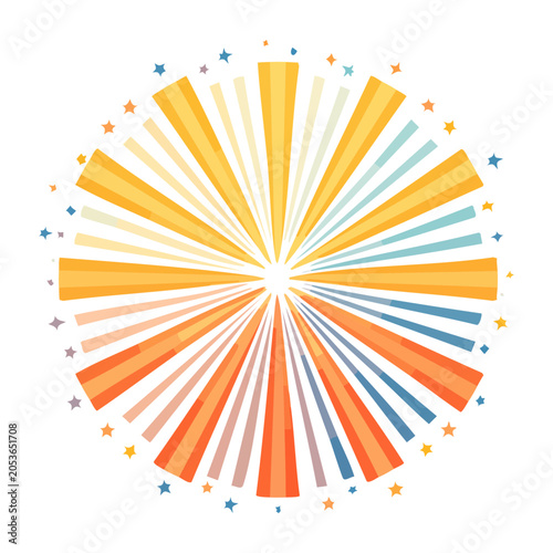 Radial colorful stripes with stars illustration