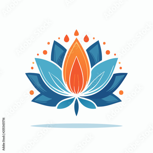 Stylized Lotus Flower with Orange and Blue Petals