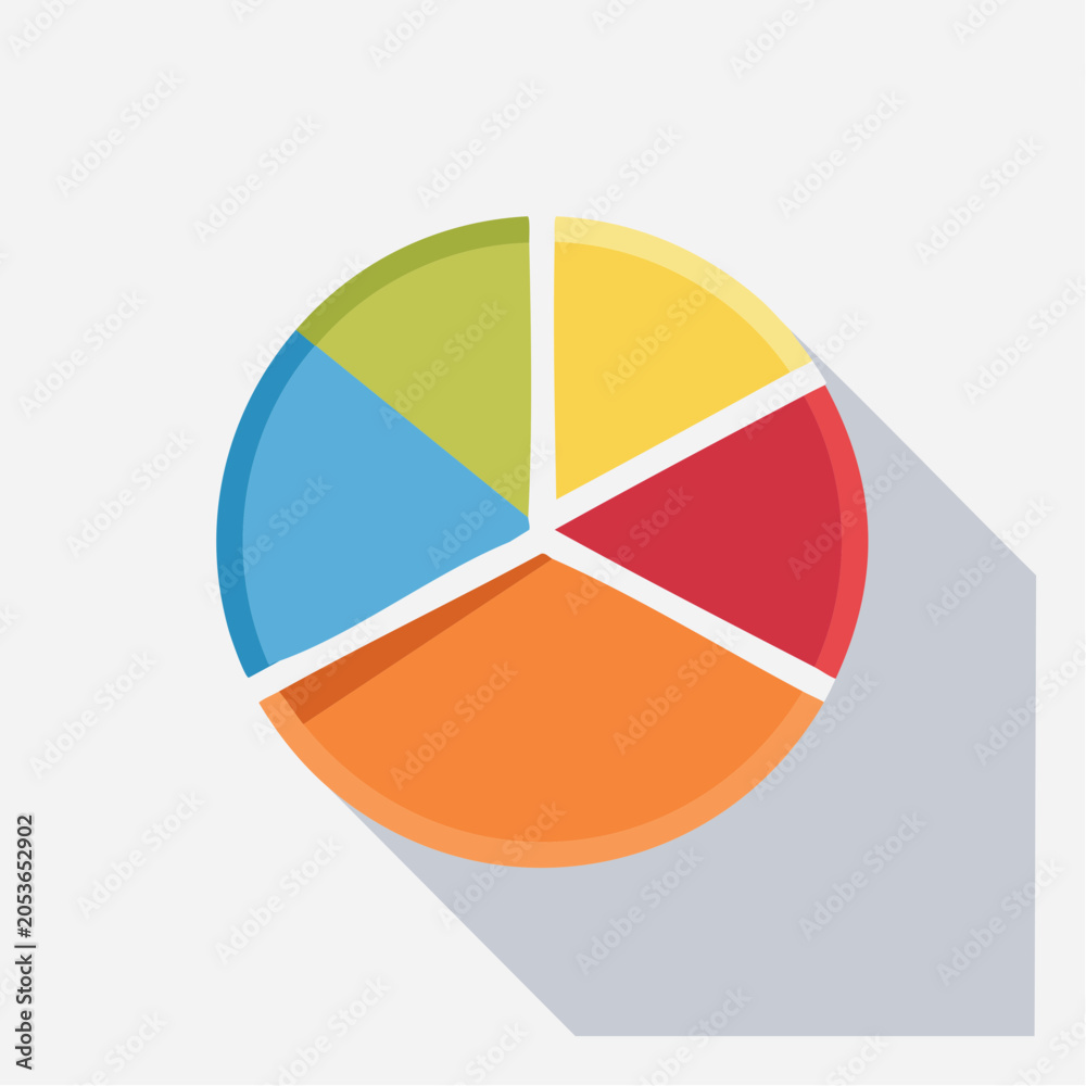 Fototapeta premium Colorful Pie Chart with Long Shadow