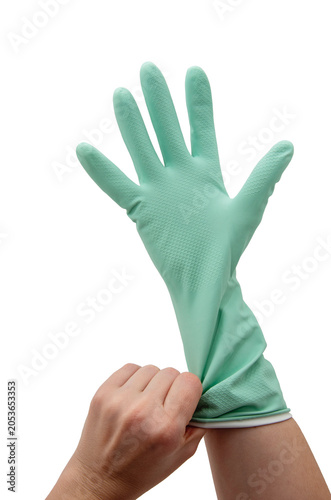 Rubber glove isolated on white background