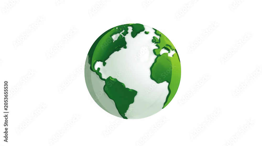 Obraz premium Green Earth Circular Badge Vector Style Isolated on White Background