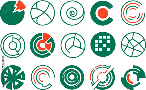 Abstract geometric circle diagram icon bundle.