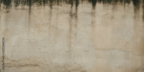 Fotografija An aged, weathered concrete wall displays streaks of dark mold and grime, telling a story of time and decay in this realistic texture shot