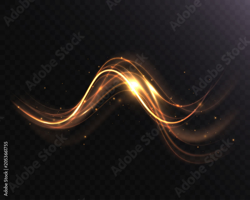 Abstract Glowing Light Wave Background With Golden Energy Trails, Sparkles And Dynamic Flow, Futuristic Luxury Design On Transparent Background
