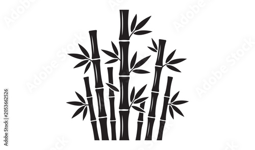 Asian bamboo forest stalks and leaves vector silhouette design element for zen wellness nature branding