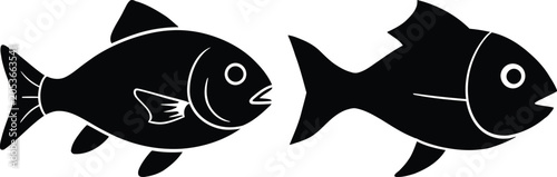 Fotografía Black silhouette of two cartoon fish facing each other
