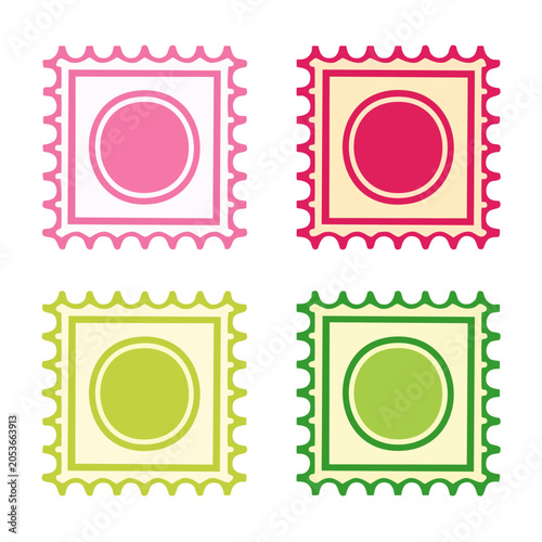 Set of colorful postal stamps vector design
