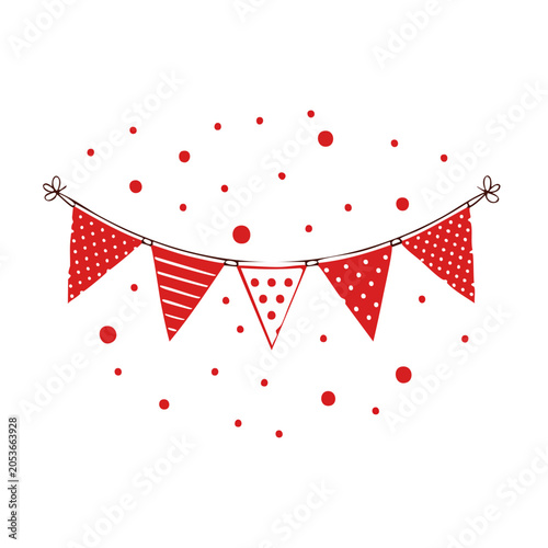 Red Bunting with Dots Flat Design Vector