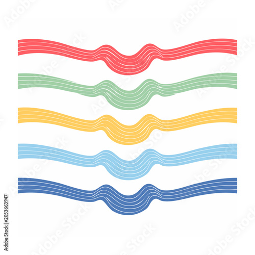 Set of Colorful Wavy Lines Vector Graphic