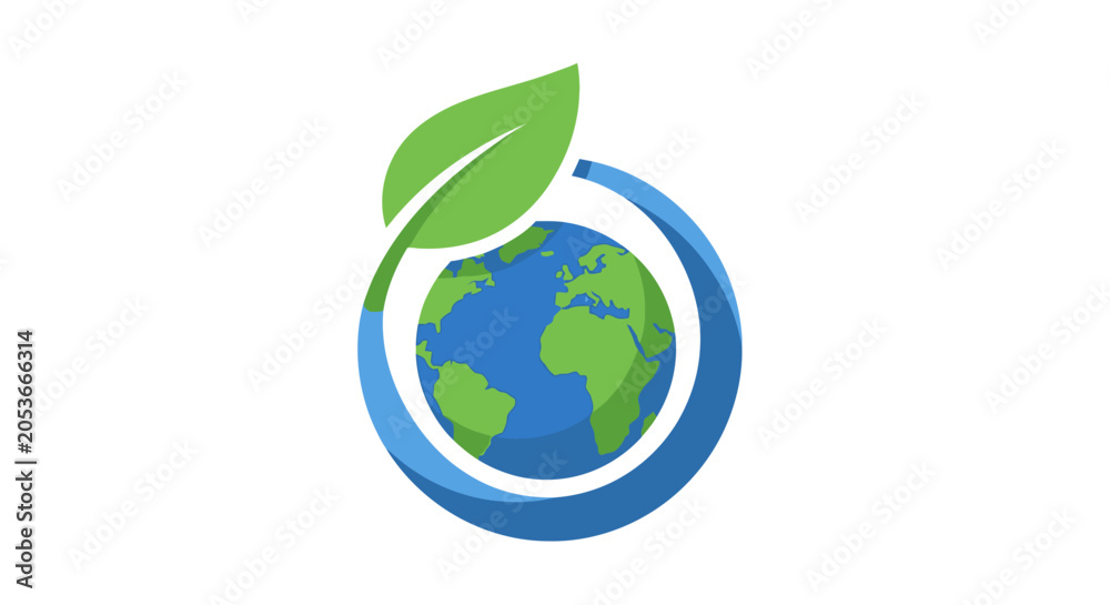 Obraz premium A stylized graphic icon representing global environmental sustainability and nature