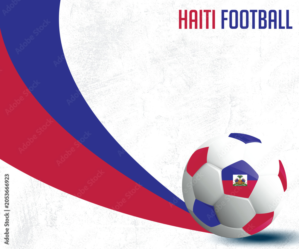 Naklejka premium Haiti Football Background with National Flag Colors and Soccer Ball