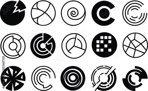 Corporate finance analytics round chart graphics.