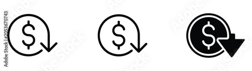 Cost reduce icon vector, decreasing expense chart symbol for budgeting, finance, and online business tools