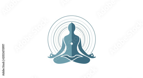 Obraz na plátně A minimalist graphic illustration of a person sitting in a meditative pose