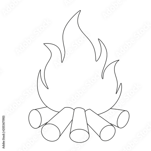 Campfire outline coloring page for children