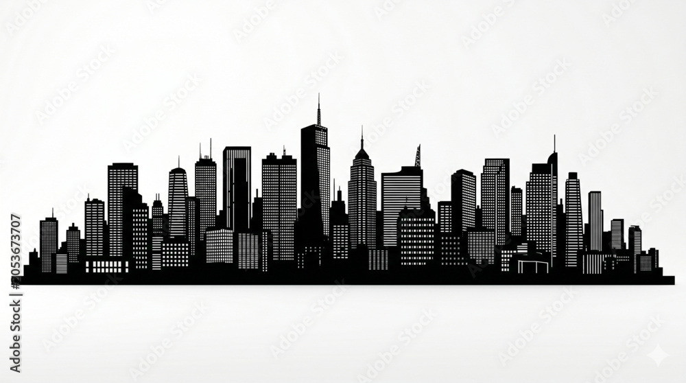 Obraz premium Black city skyline silhouette