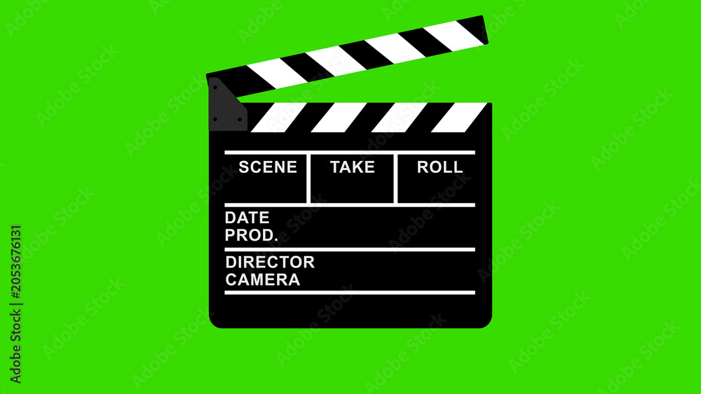 Naklejka premium Vintage Movie Clapperboard Resting on a Dark Studio Floor. Movies Start Board