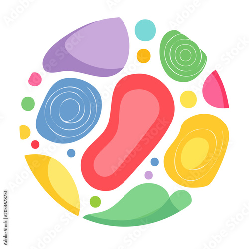 Colorful abstract shapes in circular composition