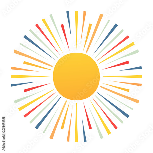 Colorful abstract sun illustration with rays