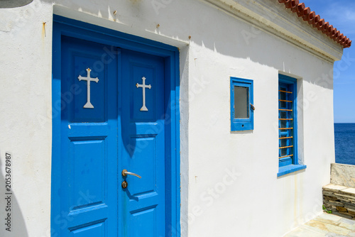 Panagia Thalassini of Andros, a picturesque chapel in Chora. Cyclades, Greece