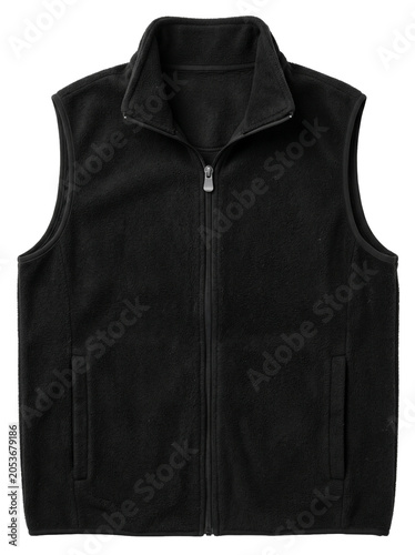 Corporate Finance Black Fleece Zip Up Vest Cutout on Transparent Background