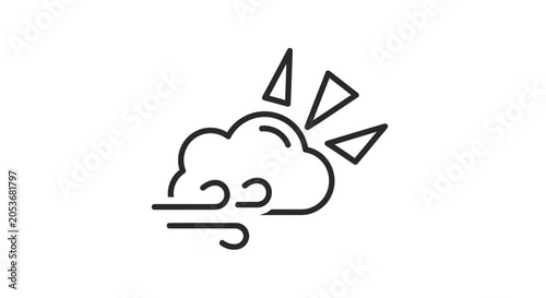 Fotografía A simple black line icon representing a windy and sunny weather condition