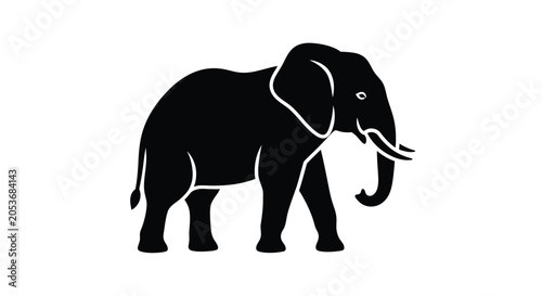 Photos Elephant Silhouette Against A White Background Minimalist Animal Shape elephants