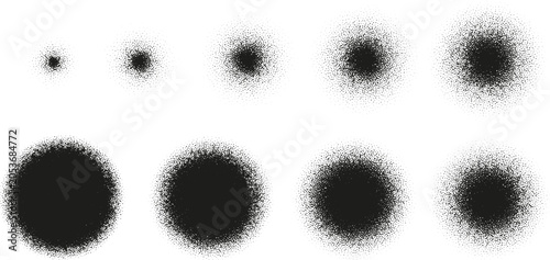 Spray dot noise vector element isolated in white background. Grain circle texture spot. Dissolve radial effect.