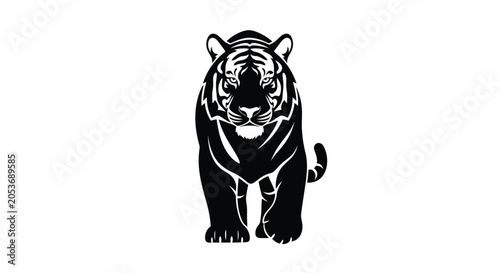 Foto Tiger Silhouette In Black And White A Vector Illustration tigress