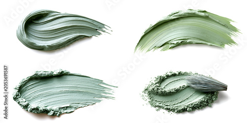 Green Cosmetic Paste Swatches with Texture Variations