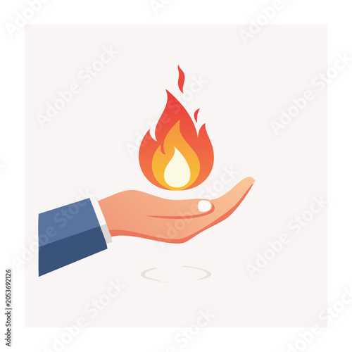 Hand Holding Flame Flat Vector Illustration