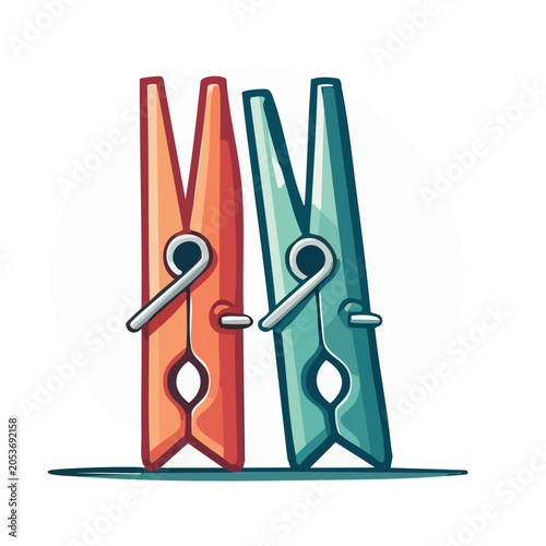 Illustration of Three Wooden Clothes Pins