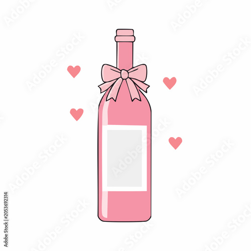 Pink bottle with bow and hearts
