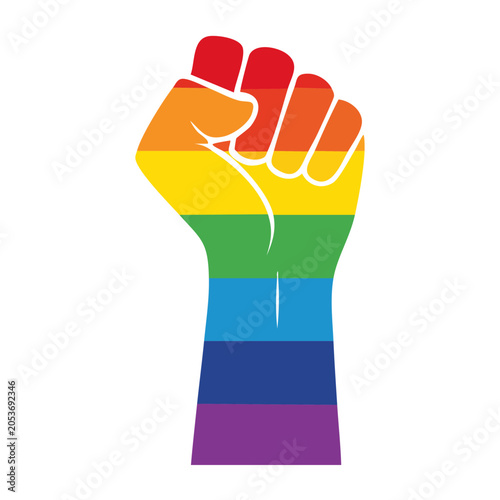 Raised Fist Rainbow Pride Graphic