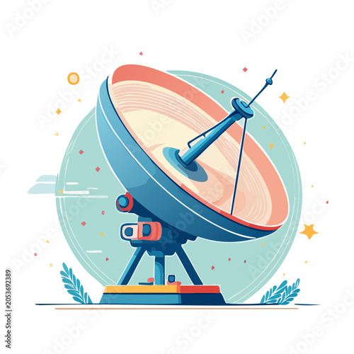 Satellite Dish Flat Vector Illustration