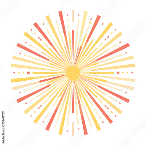Minimalist firework illustration with radial design