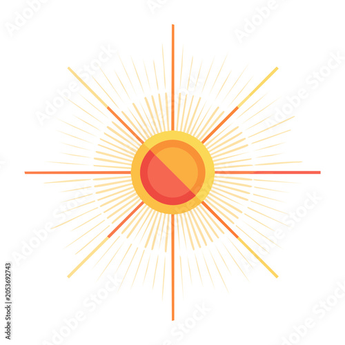 Minimalist sun with rays vector illustration