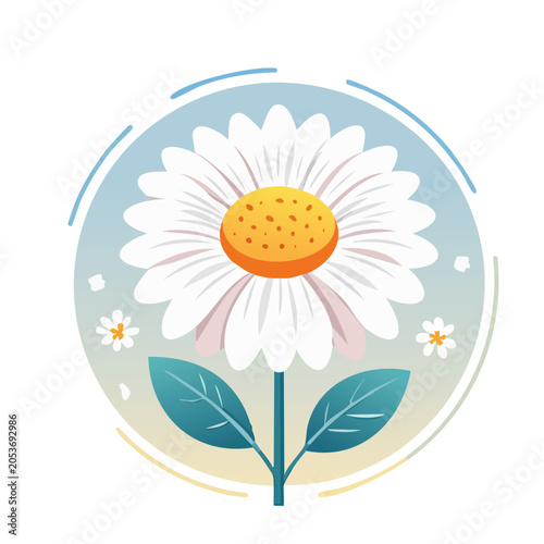 White daisy flower illustration with blue background